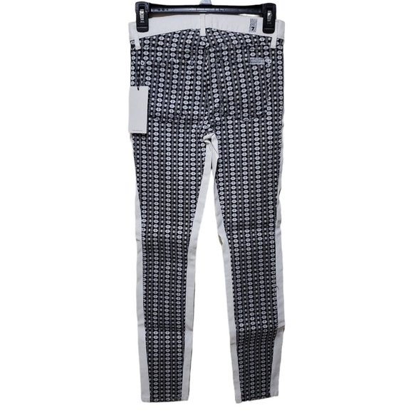 NWT 7 For All Mankind Pieced Jacquard Skinny Jeans White Stripe Geo Size 25 - Picture 6 of 10